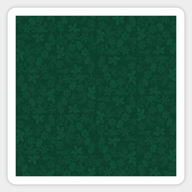 Emerald Green Winter Scene - Monochrome - Cozy Winter Collection Sticker by GenAumonier